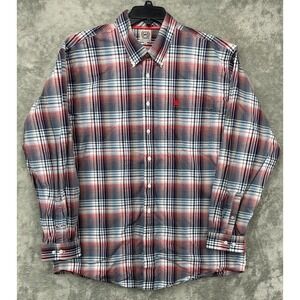 Cinch Mens Western Shirt XL Red Black‎ Plaid Long Sleeve Button Up